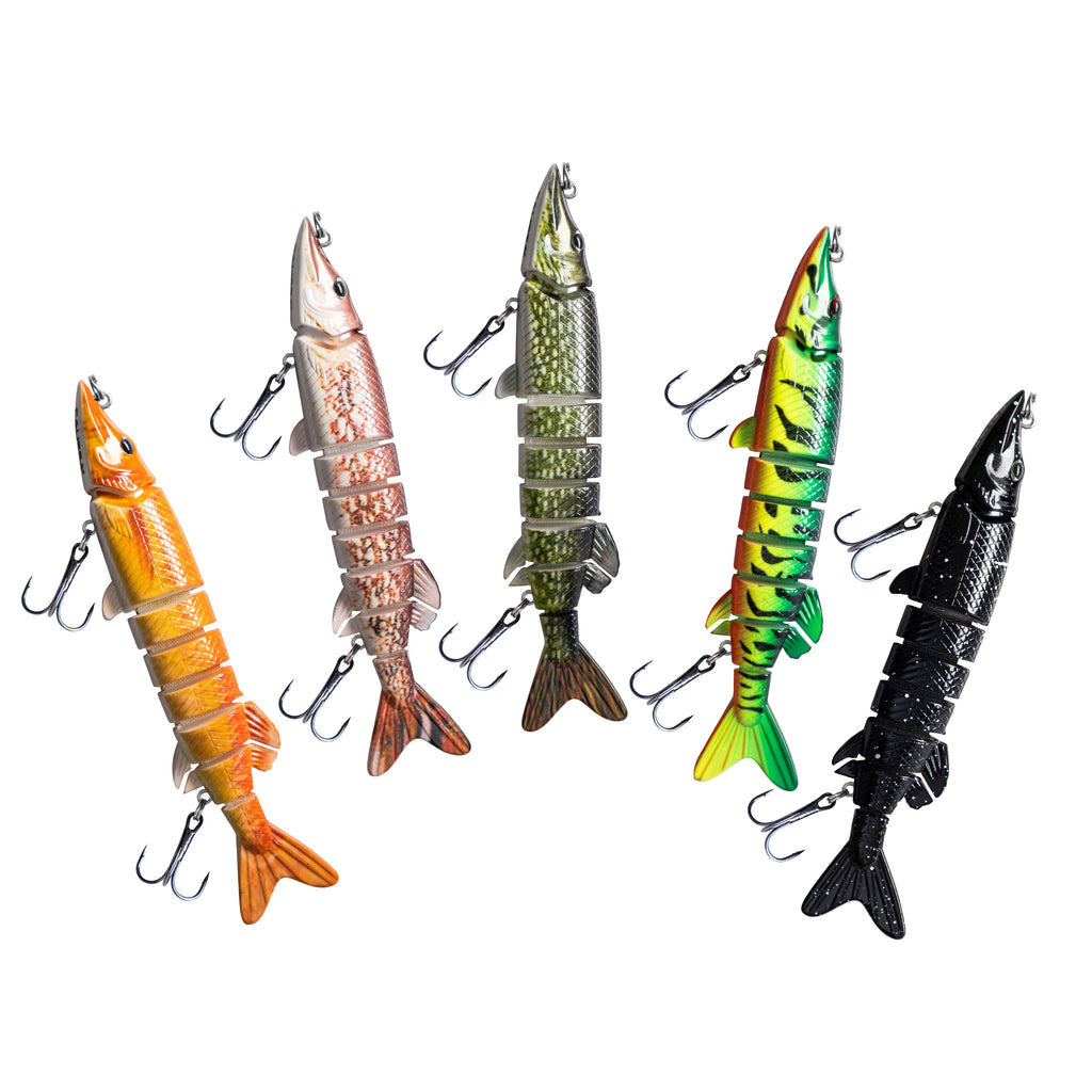 Northern-Pike-Lures-Multi-Jointed-Swimbaits-Fishing-Lure 5 8 inch for  Musky Lake Trout Fishing Tackle (2PC Pike)